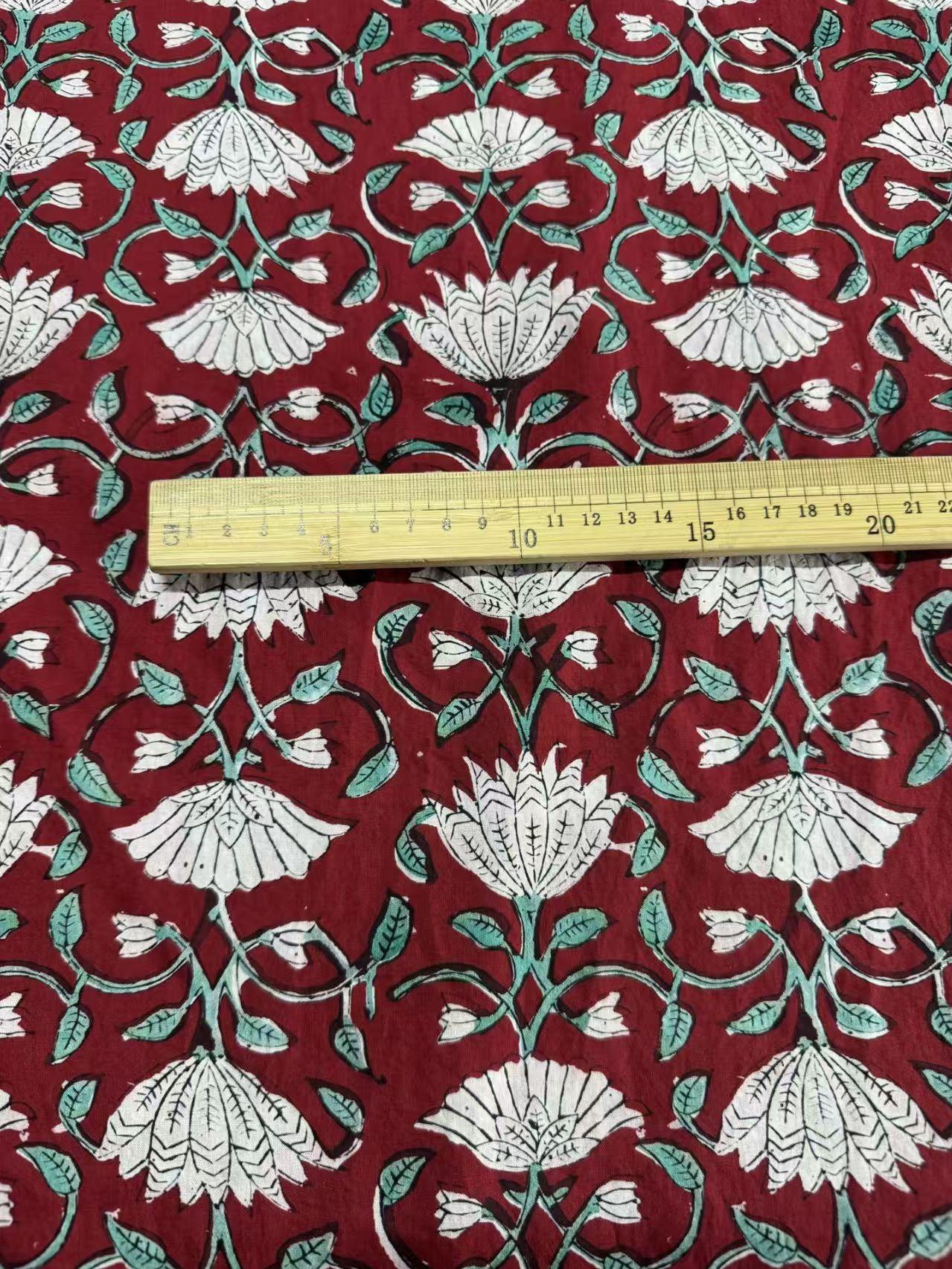 Block Printed Cotton Fabric Light Weight for Summer Shirts