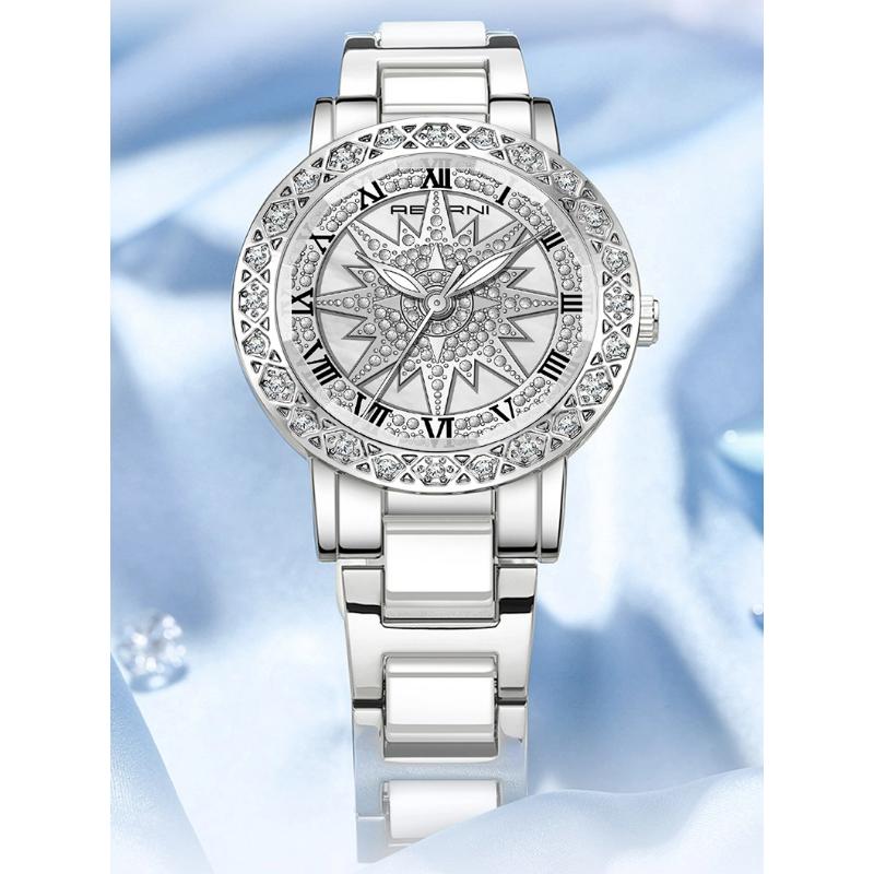 ABORNI Rotation Dial Women Bracelet Watches Silver Ladies Wrist Watches Gift For Girlfriend Wife Quartz Wristwatches