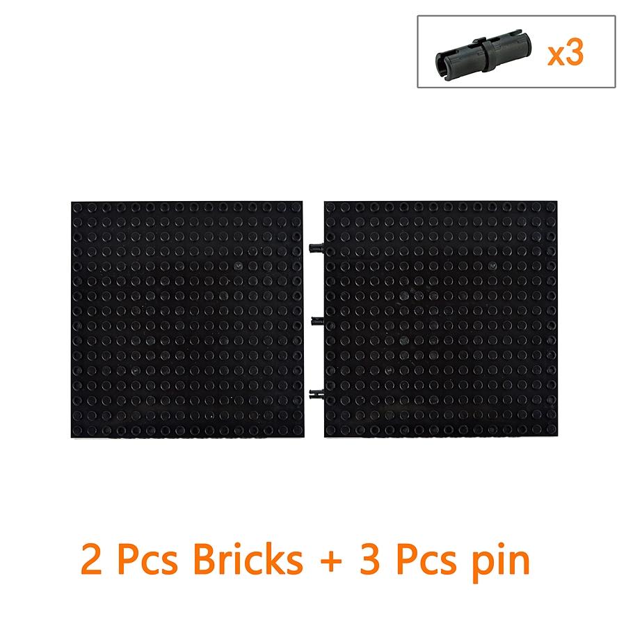 Moc Technisch 65803 Baksteen Speciale Zwarte Basisplaat Plint 16X16X1 1/3 Gat Plaat Bouwsteen Compatibel Leduo Speelgoed black