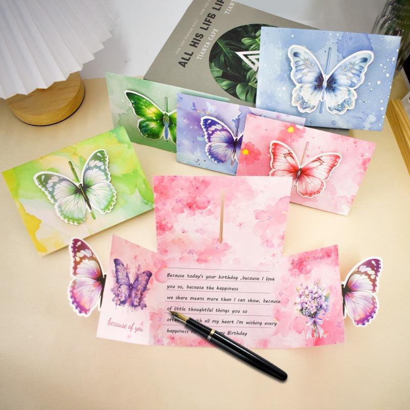 D Butterfly Greeting Card Handwritten Couple Thank You Card Premium Envelope Card