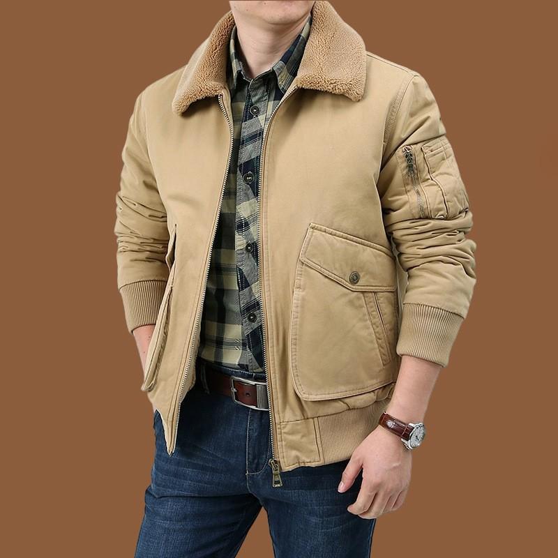 Herbst Winter Kleidung Mittelalte und Ältere Herren Samt Dicke Lässige Baumwollgepolsterte Kleidung