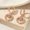 Dainty Pink Zirconia Dangle Earrings for Women Statement Jewelry Party Accessories