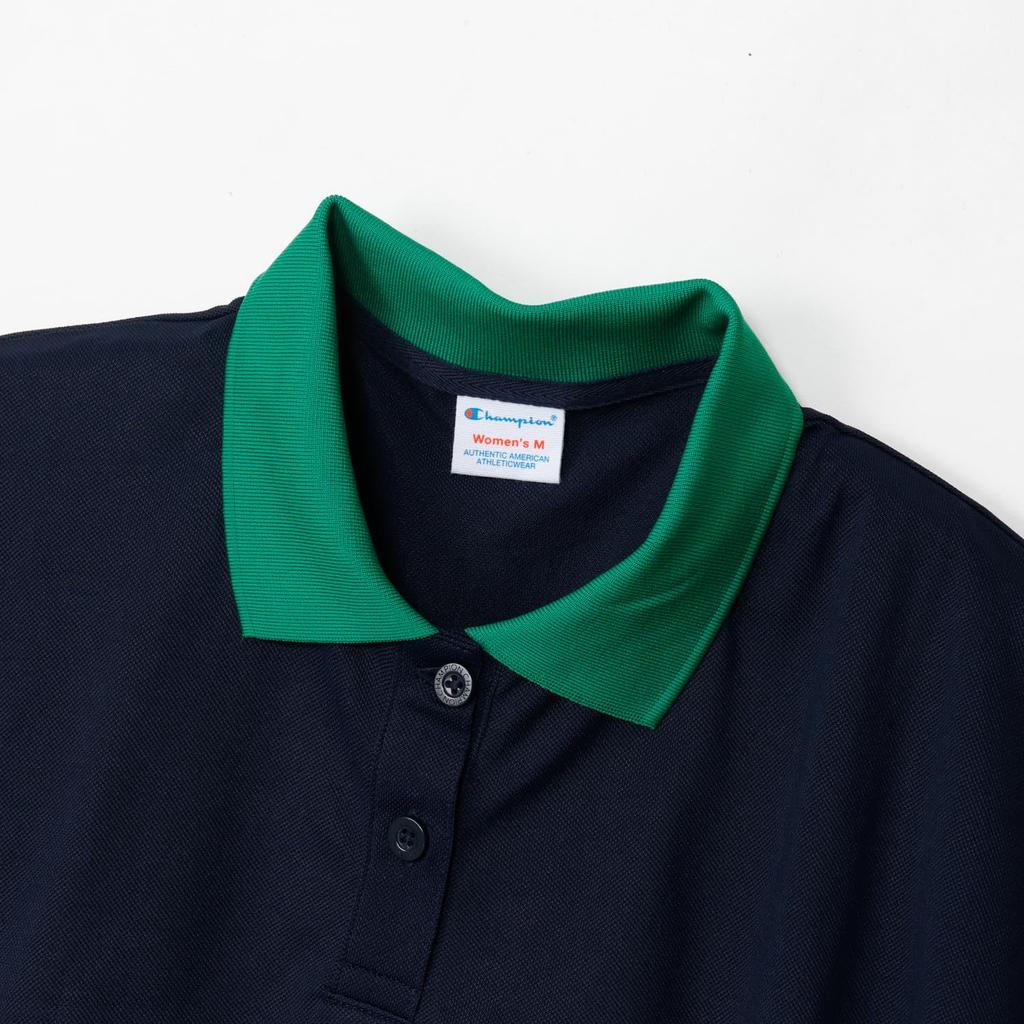 Champion Casual Polo Dark Relax UV Heat Quick Graphic Garment Wash Women's Shirt, Navy, CW-B318, 100% Cotton, Fit, Protection, Shielding, Drying,