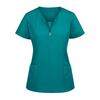 Nurse Top V-Neck Pockets Soft Short Sleeve Anti-Wrinkle Loose Doctor Uniform Workwear