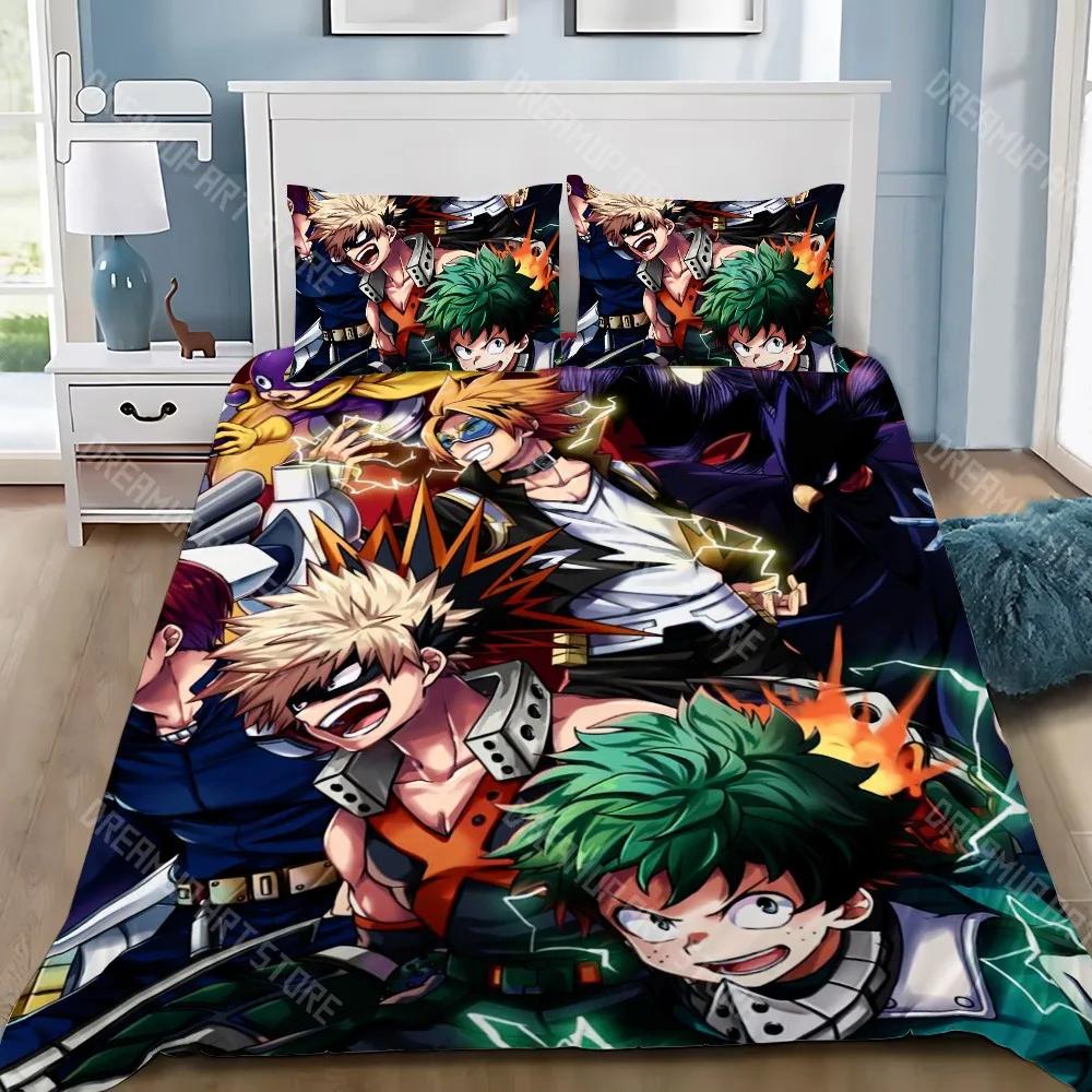 Мультяшная пододеяльник Наволочка Постельное белье My Hero Academia Набор для взрослых Мальчик Девочка Украшение спальни Детский подарок Односпальный Двуспальный Размер