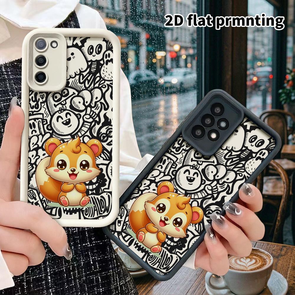 Phone Case: 2D Flat Samsung Galaxy A34 A35 M05 M06 S20 S22 S21 FE Plus 5G Protective Case, Little Squirrel, Christmas and Halloween Gift