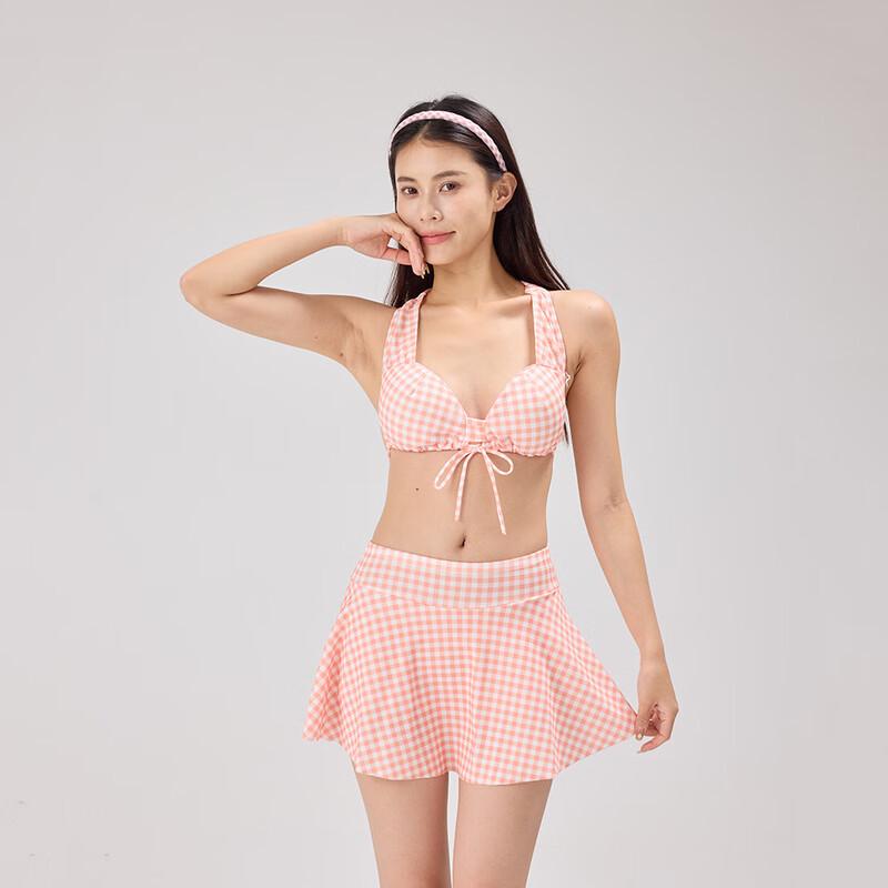 Women's Plaid Split Swimsuit with Cover-up