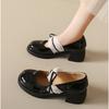 Japanese Patent Leather High Heels Mary Jane Shoes Women Ballet Flats Ankle Buckle Pumps Woman Punk Uniform Single Lolita Shoes