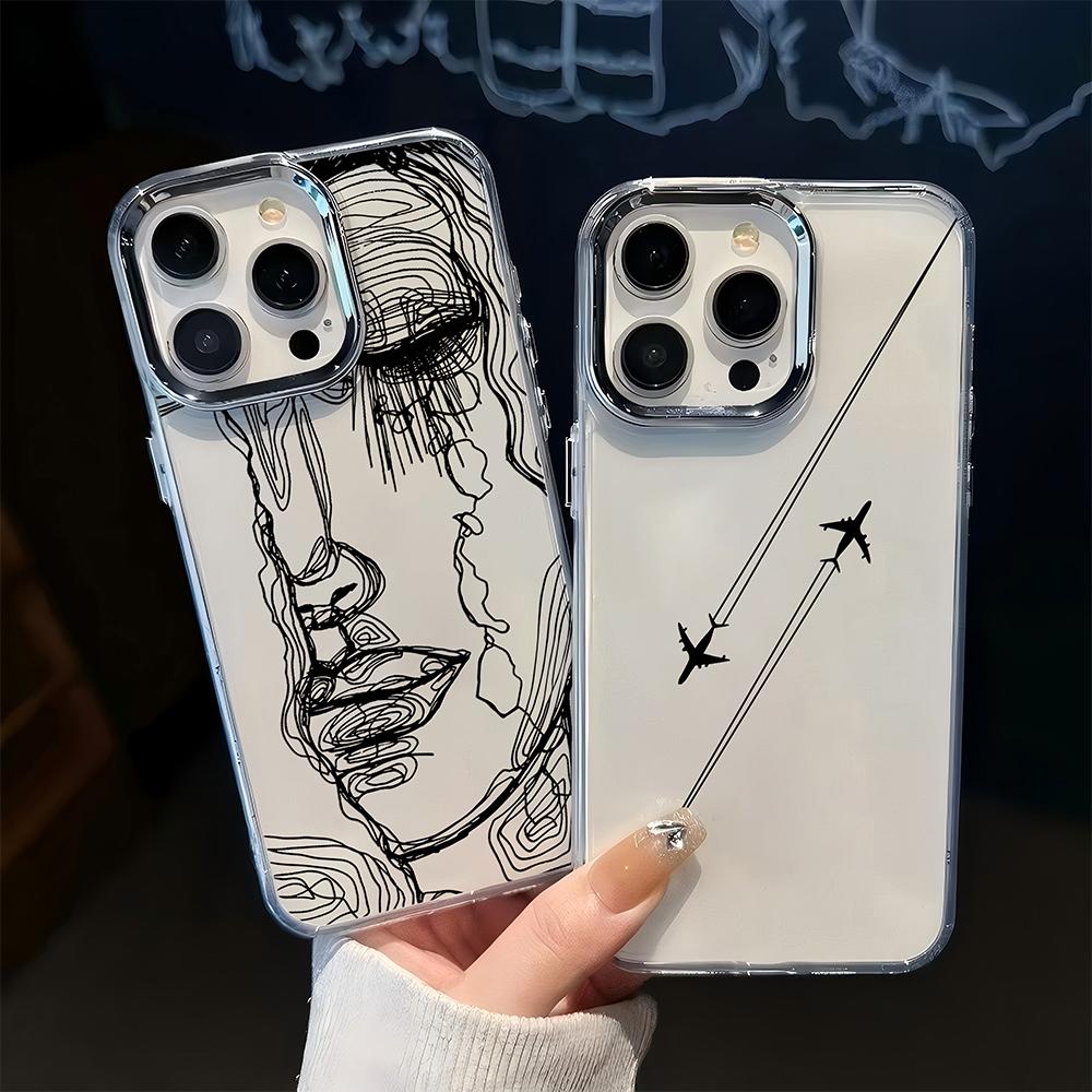 Luxury Travel Flight route Black lines design Phone Case For iPhone 17 16e 16 15 14 13 12 11mini Pro Max X XR 8 7 Air Plus Cover
