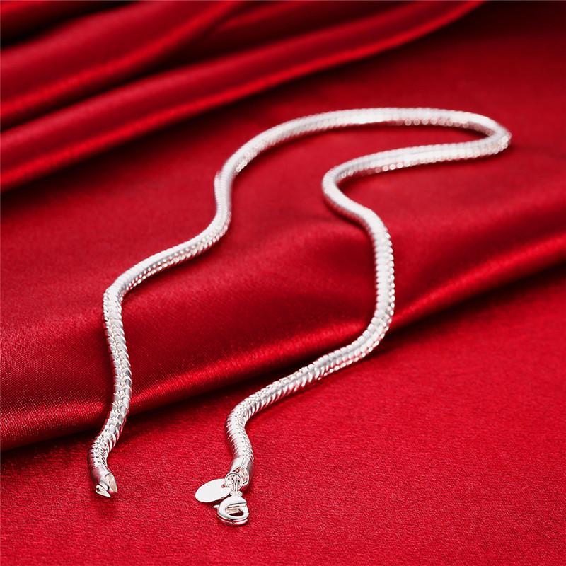 European and American Jewelry Fashion Jewelry Exquisite 4mm Snake Bone Chain Men's Necklace Silver Plated Necklace