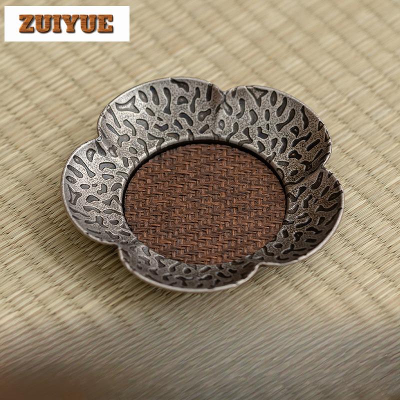 Alloy Rattan Coasters Retro Hot Pad For Coffee Cups Saucer Heat Insulation Placemats Teacup Base For Tea Supplies Decoration