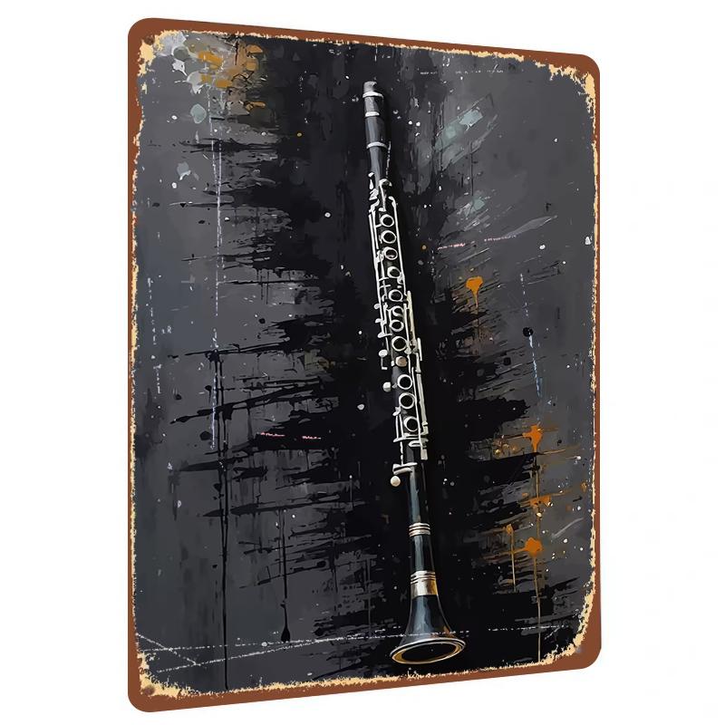

Vintage Clarinet Musical Instrument Art Metal Tin Sign Modern Abstract Background Home Wall Decor Hanging Painting 20x30cm（7.8x11.8inch）
