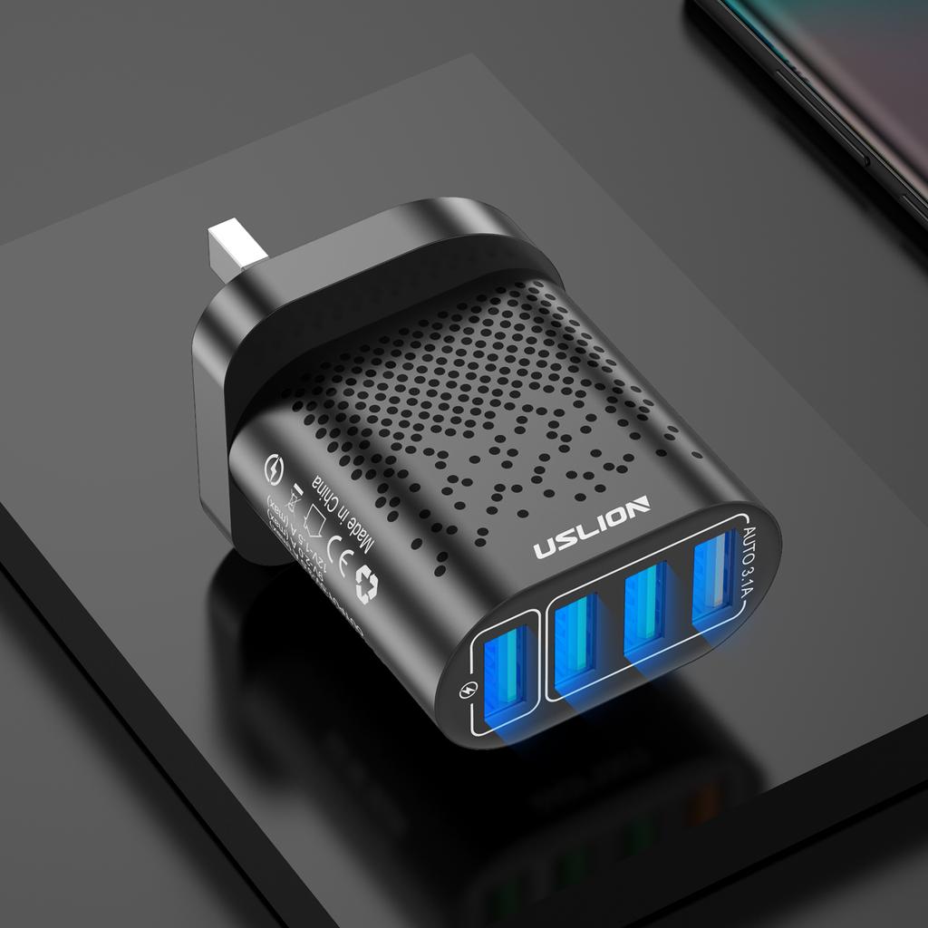 48W 3A QC3.0 AU Plug USB Charger for Australia Mobile Phone Charger For iPhone 15 14 Samsung 4 Port Fast Wall Chargers