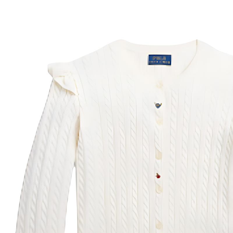 Polo Ralph Lauren Tröja Barn SS23 Enfärgad Rundhals Enkelknäppt Långärmad Stickad Topp Barn toppar Vit 313916537-001