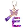 Resin Purple Stone 26 Alphabet Keychain Letter Pendant Backpack Hanging Ornament Classic Retro Practical Durable Bag Charm For Daily Use