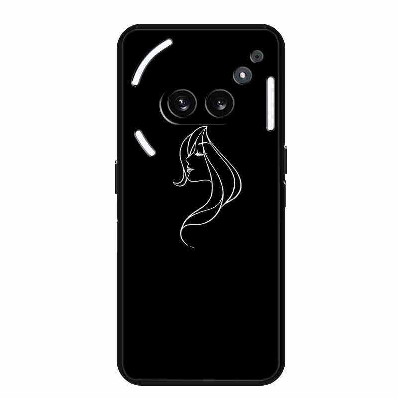 Nothing Phone 2A Luminous Hole TPU Soft Black Case with Simple Line Design