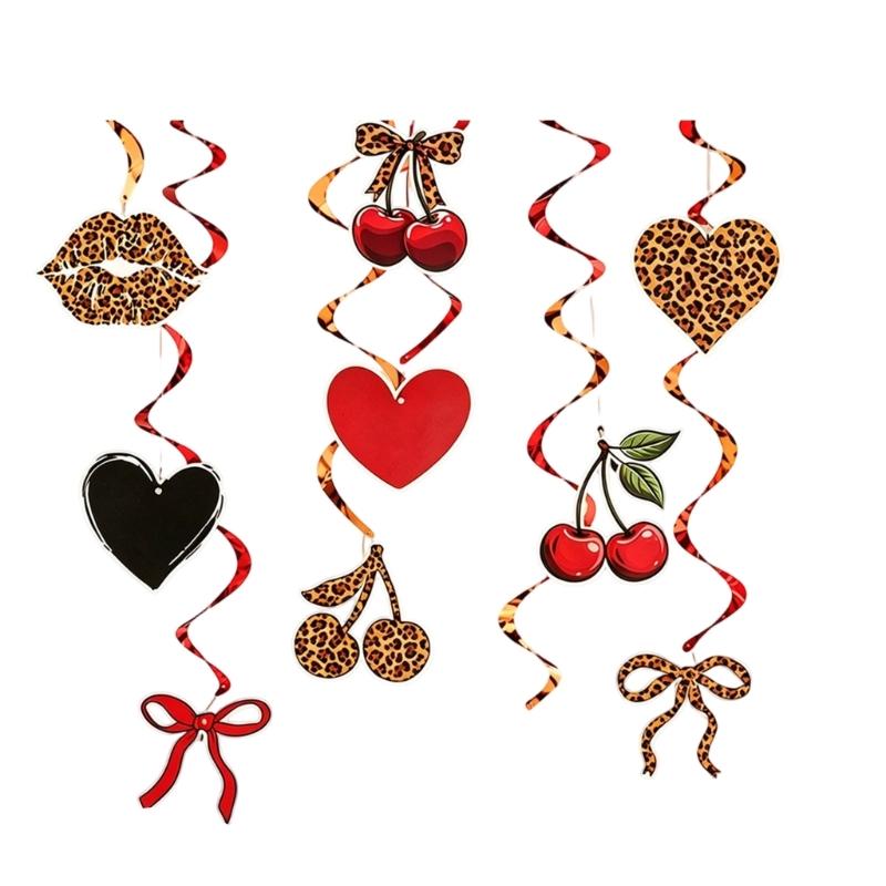 Paper Swirls Hanging Decoration, 10-Piece Fruit and Animal Print Set Requiring No Drilling or Extra Installation Tools for Temporary Displays
