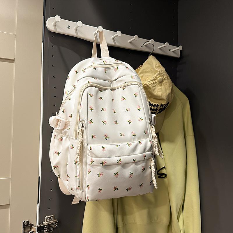 School Bag Fresh Floral New Backpack Japanese Junior High School Students College Style Large Capacity School Bag Casual Versatile Backpack