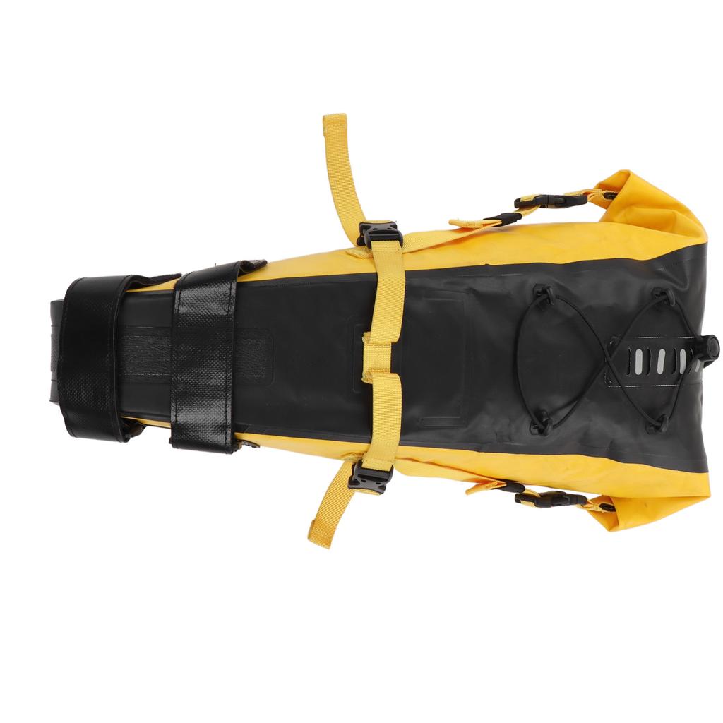 Bikepacking Bag 500D PVC Yellow and Black Waterproof 13L Non Slip Bike Saddle Bag for Long Ride