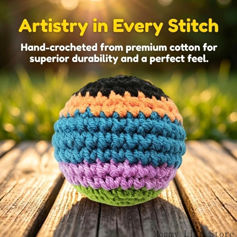 User Friendly Handmade Knit Ball Toy Knitted Footbag For Children Feel Stimulation And Stress Relief Activity