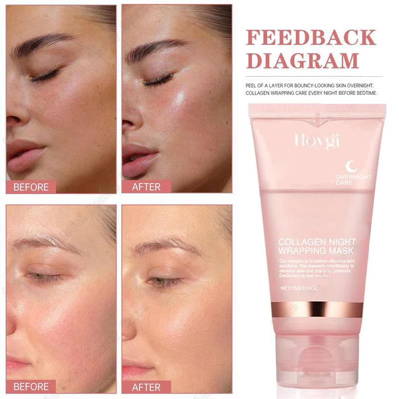 Night Collagen Wrapping Mask Rejuvenation Moisturizing Brightening Korean Face Mask Make Glowy Skin Elasticity Facial Mask 75ml