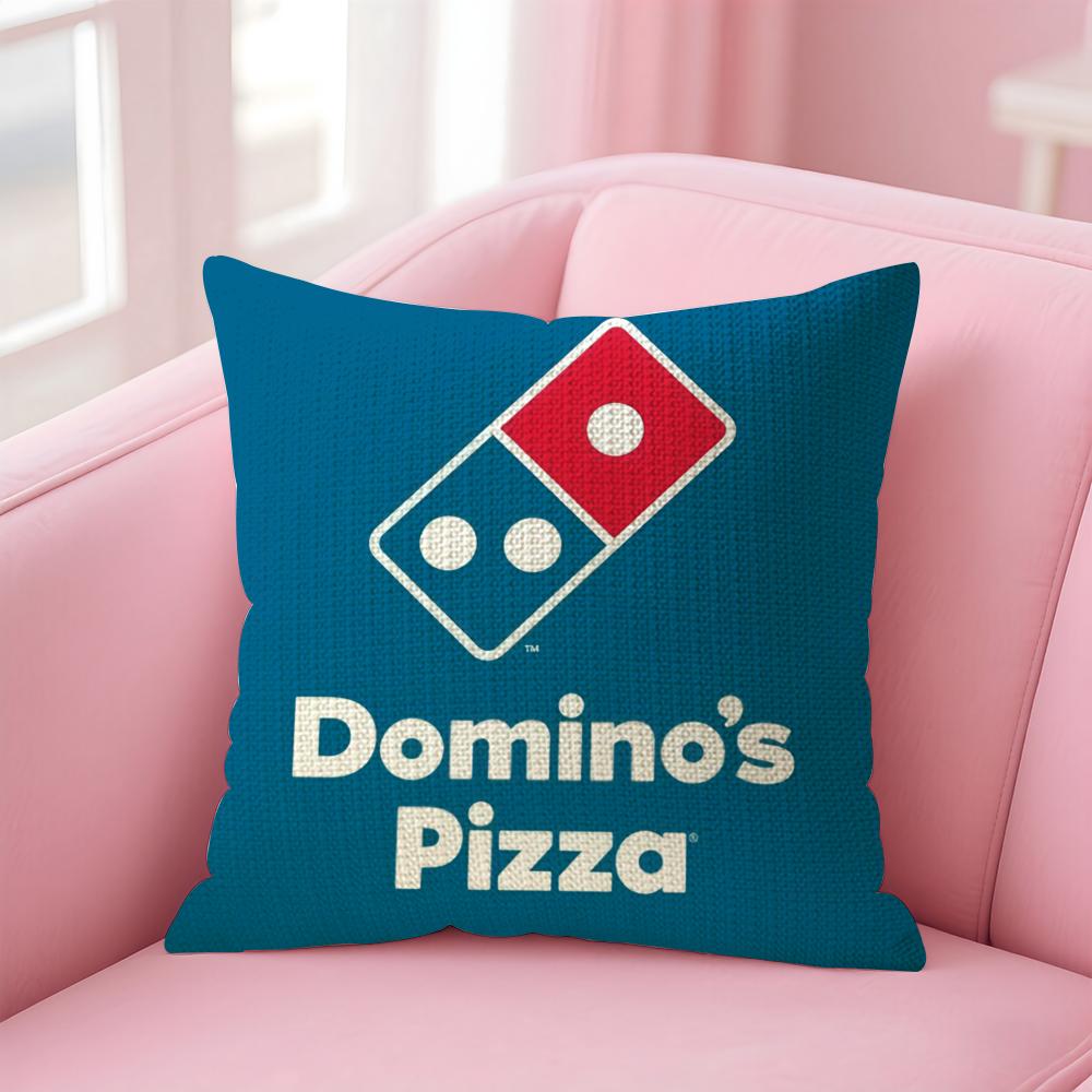 Food DDominos Pizza Cushion Cover Natural Linen Pillow Case DoubleSided Print Decorative Sofa Pillowcase Home Decor Gift