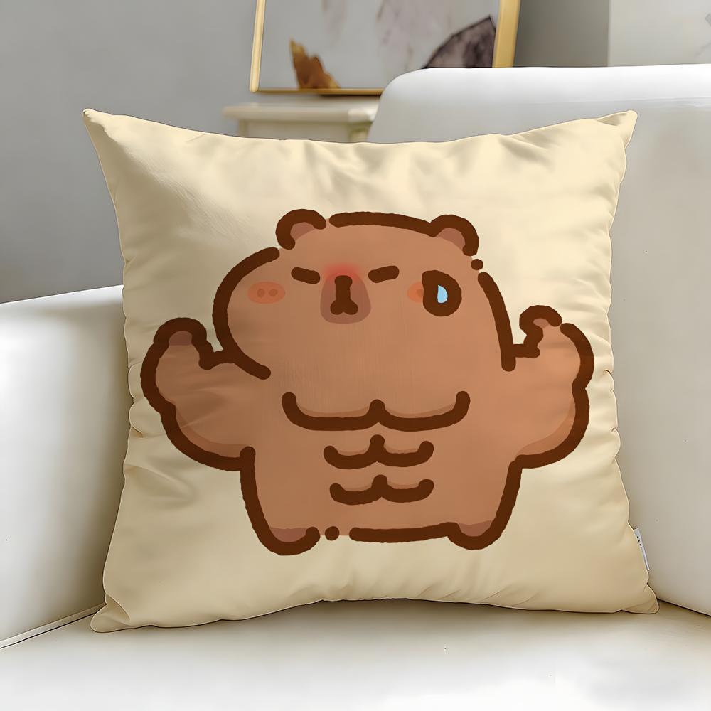 classic animal Capybara Cushion Cover Soft & Easy-Wash Pillow Case – Versatile for Couch, Bed, Travel and Office