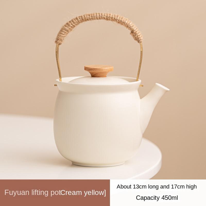 

Cream Style Fuyuan Ceramic Kettle Tea Making and Drinking Household Tea Kettle Single Teapot Kung Fu Tea Infuser