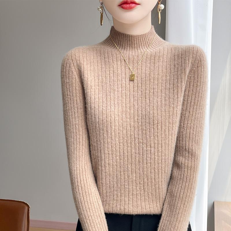 

For The Autumn and Winter Collection Pair It with A Women s Sweater A Semi-high-neck Pull-out Long-sleeved Knitted Sweater As A Base Layer XXL