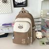Simple Blocked Color Letter Rabbit Ear Decoration Student Casual Backpack