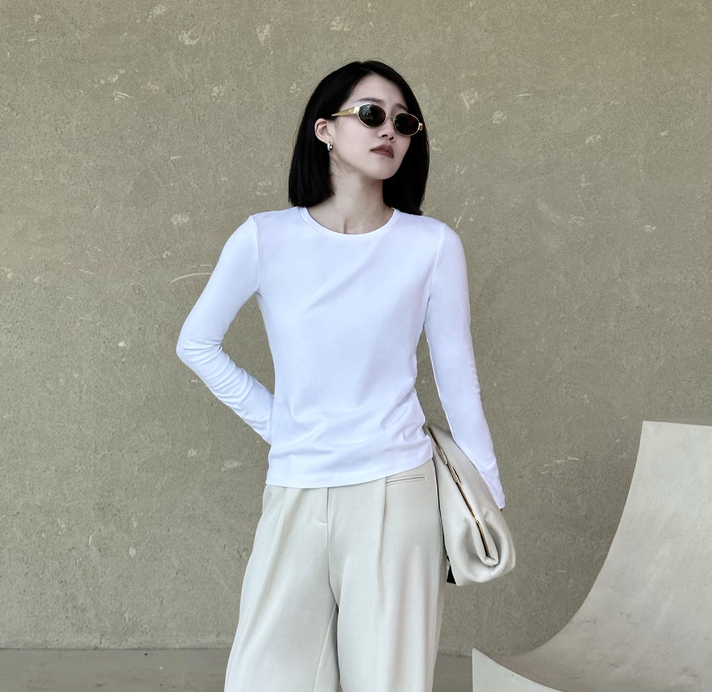 

Women s Slim Fit Long Sleeve Cotton T-Shirt - Spring/Autumn 2025 Collection XL (Weight 120-130 Jin) білий