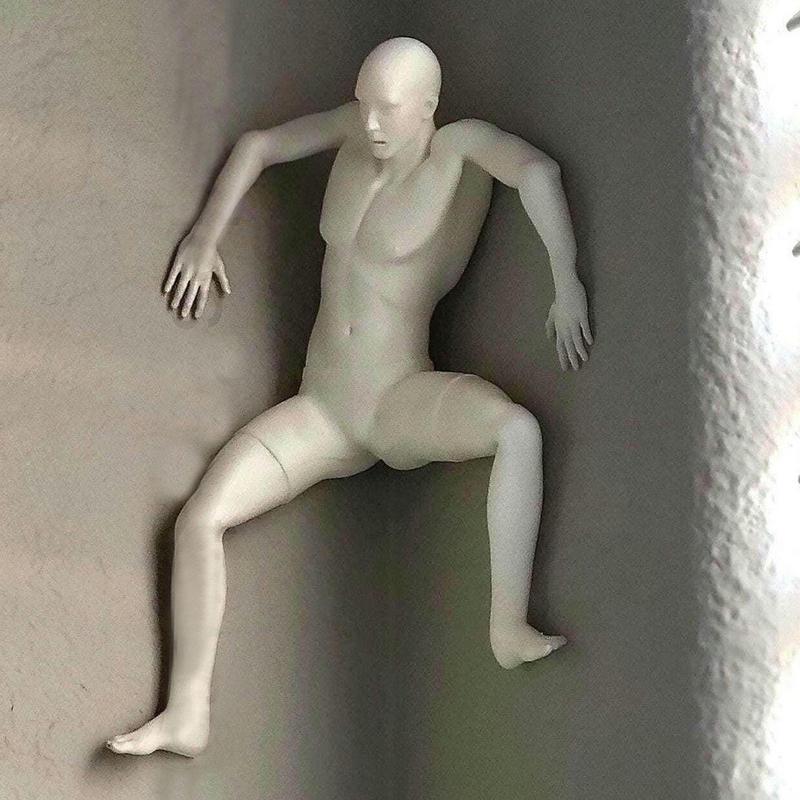 creative Figurine Wall Decor 3D Modern Adhesive Climbing Man Statue Sculpture Home Office Wall Art Ornament Climbing Enthusiasts