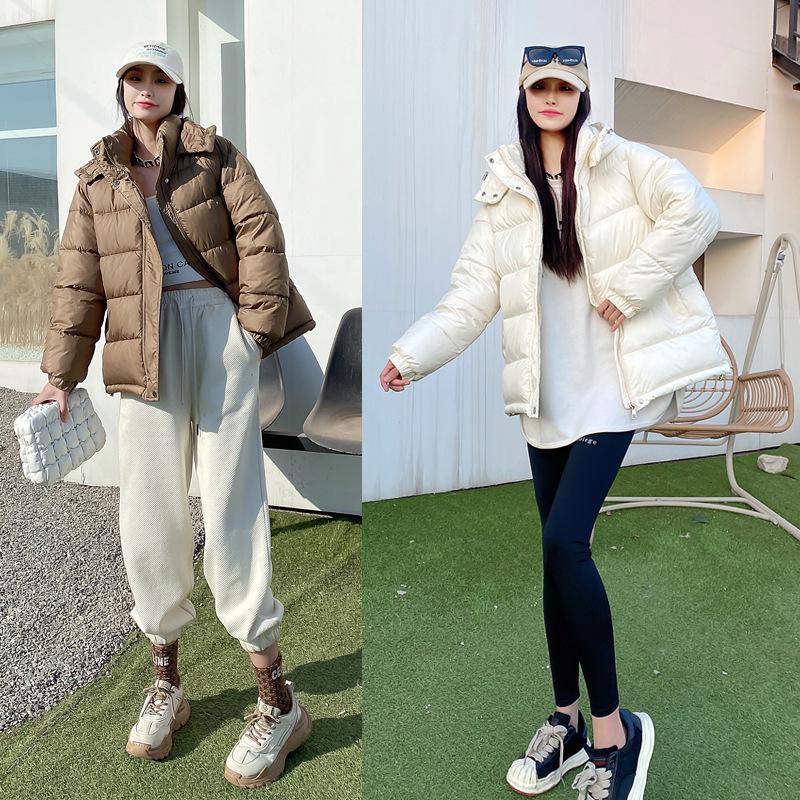 2023 Women's Autumn/Winter Korean-Style Hooded Down Cotton Coat - Small Size, Loose-Fit, Thick, Cotton-Padded Jacket