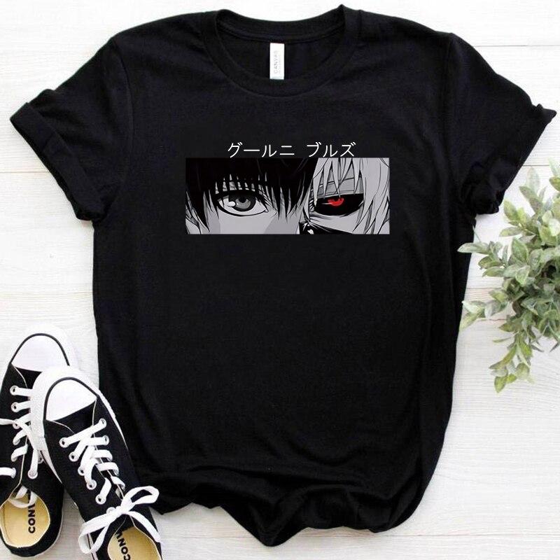 

унисекс Японское Аниме Токио Упырь Принт Футболка Мужчины Летняя Повседневная футболка Канеки Кен Харадзюку Каваии Мультфильм Графическая футболка мужской