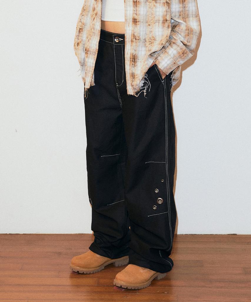 MAHAGRID Eyelet Wide Pants Black(Mg2Gsmpa12A)