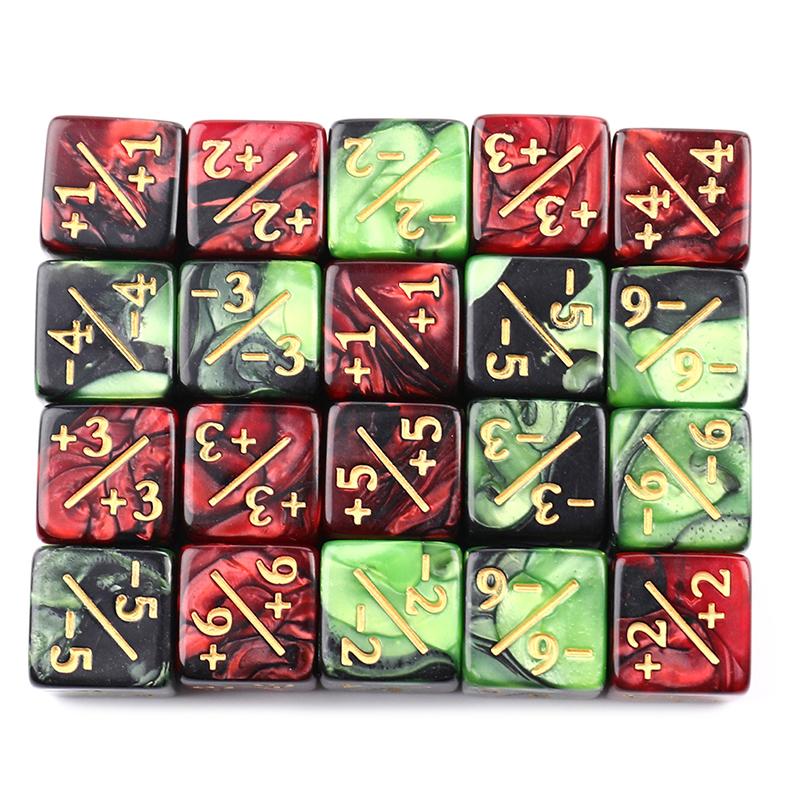 10 Stück 16 mm 6-seitige Würfelzähler +1/-1 Würfel Kinderspielzeug Zählwürfel für Spiel