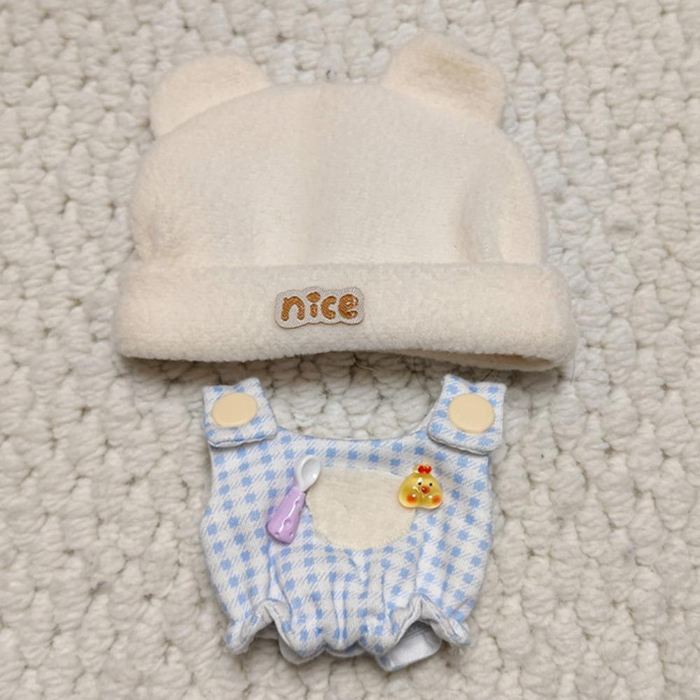 T-shirt Doll Clothes Outfit Bear Hat Doll Dress Up Set 10cm Cotton Doll Clothes  Children's Gift