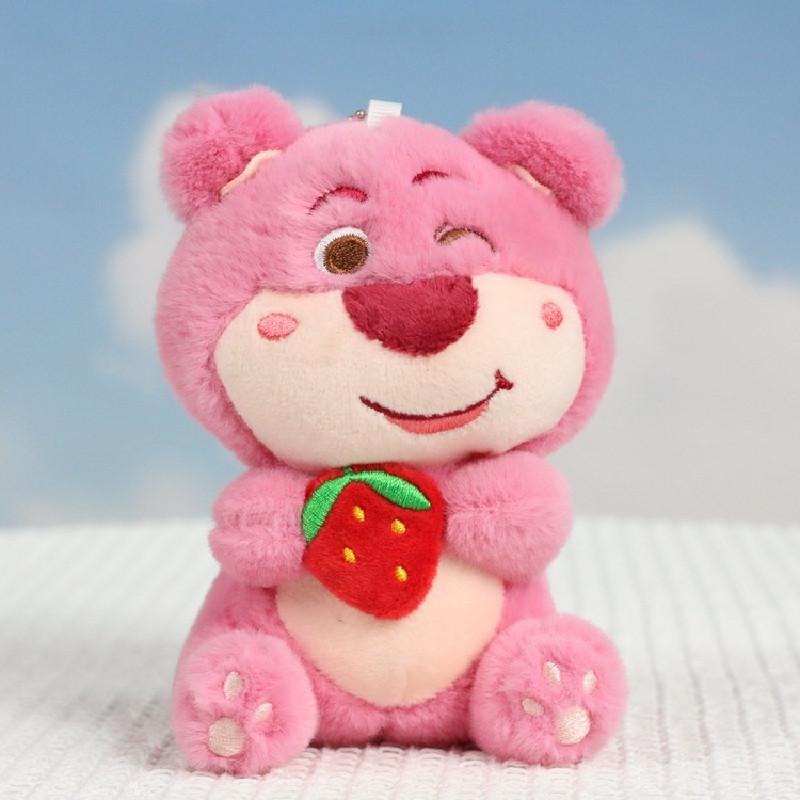 Adorable Pink Strawberry Bear Plush Keychain Soft And Cute Toy For Bag Or Purse Decoration