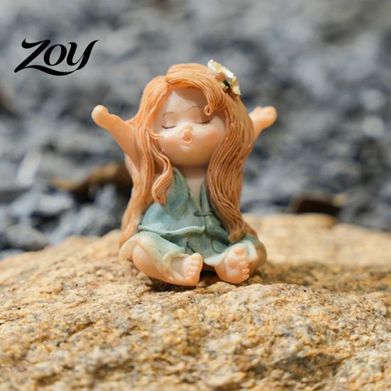 Miniature Flower Elf Figurines Cute Forest Fairy Resin Figurine, Mini Statue for Desktop Decorations Desktop, Car Dashboard, Potted Plant Micro
