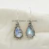 Natural Rainbow Moonstone Earrings, Teardrop Designer Earrings, Gemstone Earrings, Handmade Earrings, 925 Sterling Silver, Gift for Sister