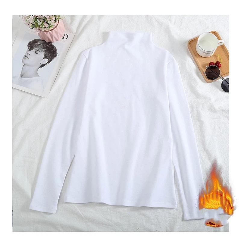 

Women s Autumn And Winter Solid Color Base Shirt Top XXL белый