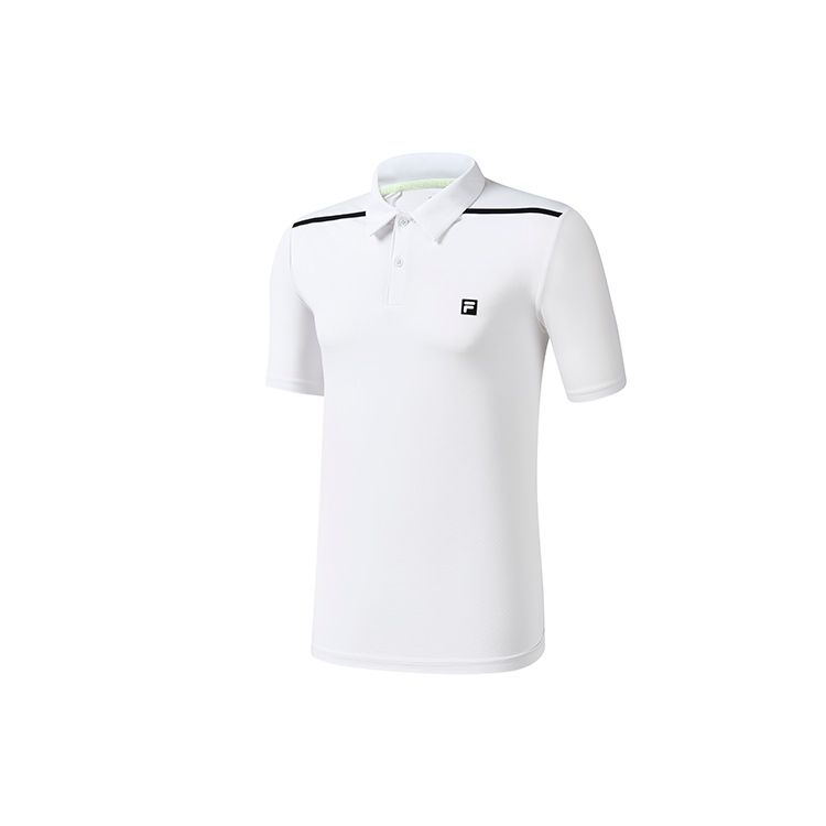 

FILA Athletics Moisture Wicking Tennis Casual Sports Knitted Solid Color Logo Short Sleeve Polo Shirt Men polo shirts Jade-White A11M223113F-WT L