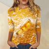 Dam Casual Kortärmad Topp med Oktoberfest-tryck Rund Hals Lättvikt Bekväm Passform Trendig Stil