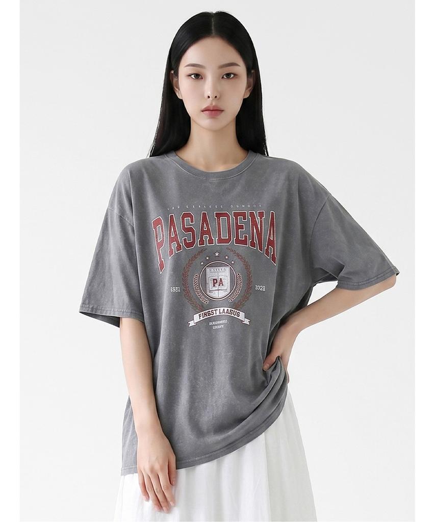 Poebeo21 Pigment Lettering Print Short Sleeve T-Shirt (Ftdbts014)