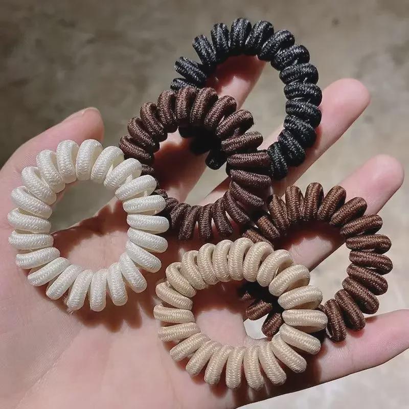 Élastique à cheveux coréen: Corde à ressort en tissu sans couture pour filles