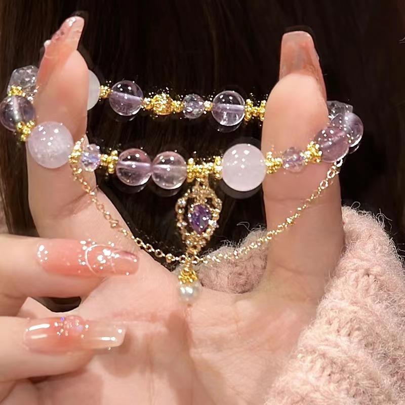 Xiaohongshu hot-selling amethyst bracelet women give girlfriends high-end niche design ins style light luxury bracelet jewelry