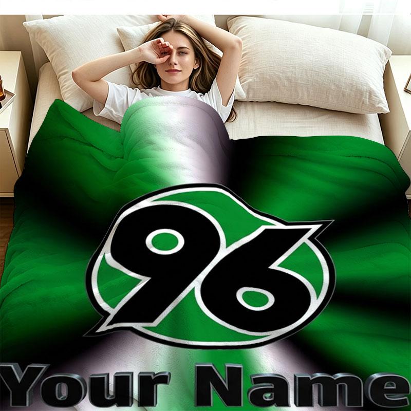 1 Peça Cobertor de Flanela com Padrão de Nome Personalizado do Hannover 96 Adequado para Todas as Estações para Decoração de Casa Calor e Conforto Presentes Presente de Feriado