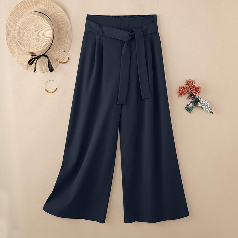 

ZANZEA Жіночі повсякденні вільні довгі штани з еластичною талією ззаду 2XL Темно-синій