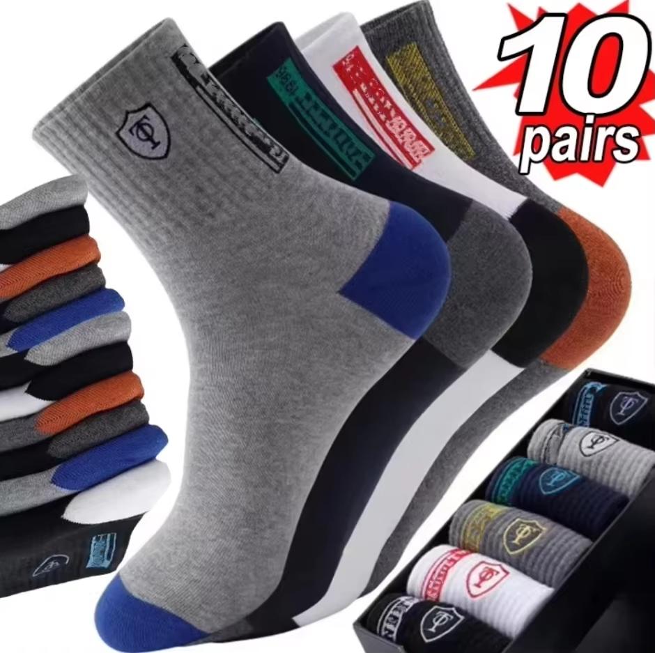 Men's Thick Warm Towel Socks 3 Pairs of Casual Solid Color Mid-calf Socks Winter Men's Socks