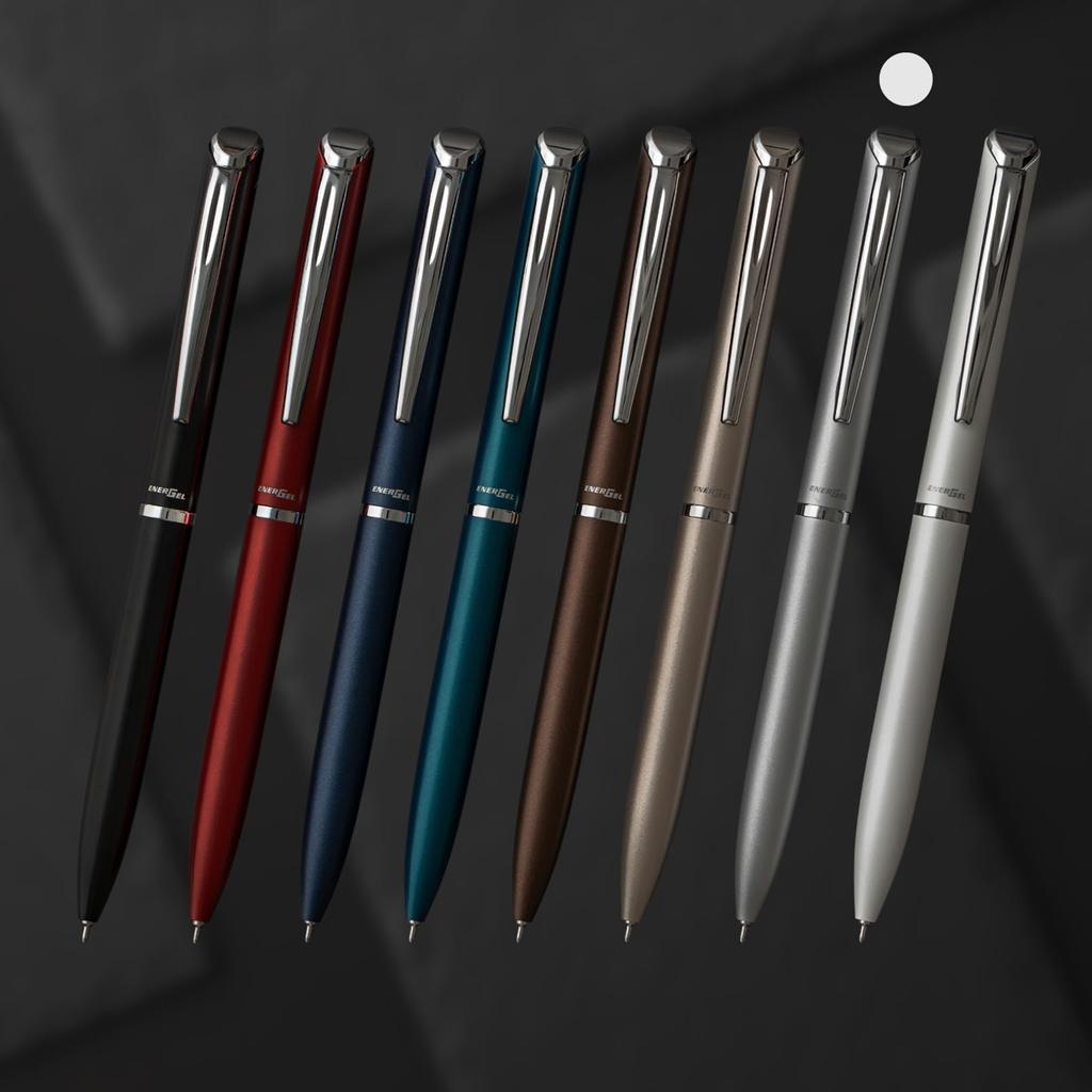 PENTEL EnerGel Philography Ballpoint Gel Silver Black Pen, Ink, 0.5mm, Barrel, BLN2005Z,